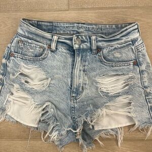 American Eagle Light Wash distressed blue Denim high waisted Shorts 00